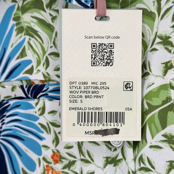 Alex Marie Piper Crepe de Chine Button Front Shirt Sz Small Parrot Bird Print - Picture 7 of 8